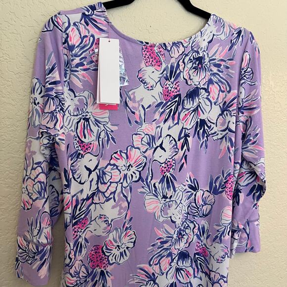 Lilly Pulitzer Maxi Dress Zayda Lilac Trunks In The Air Floral Print Knit NWT L - Picture 10 of 14